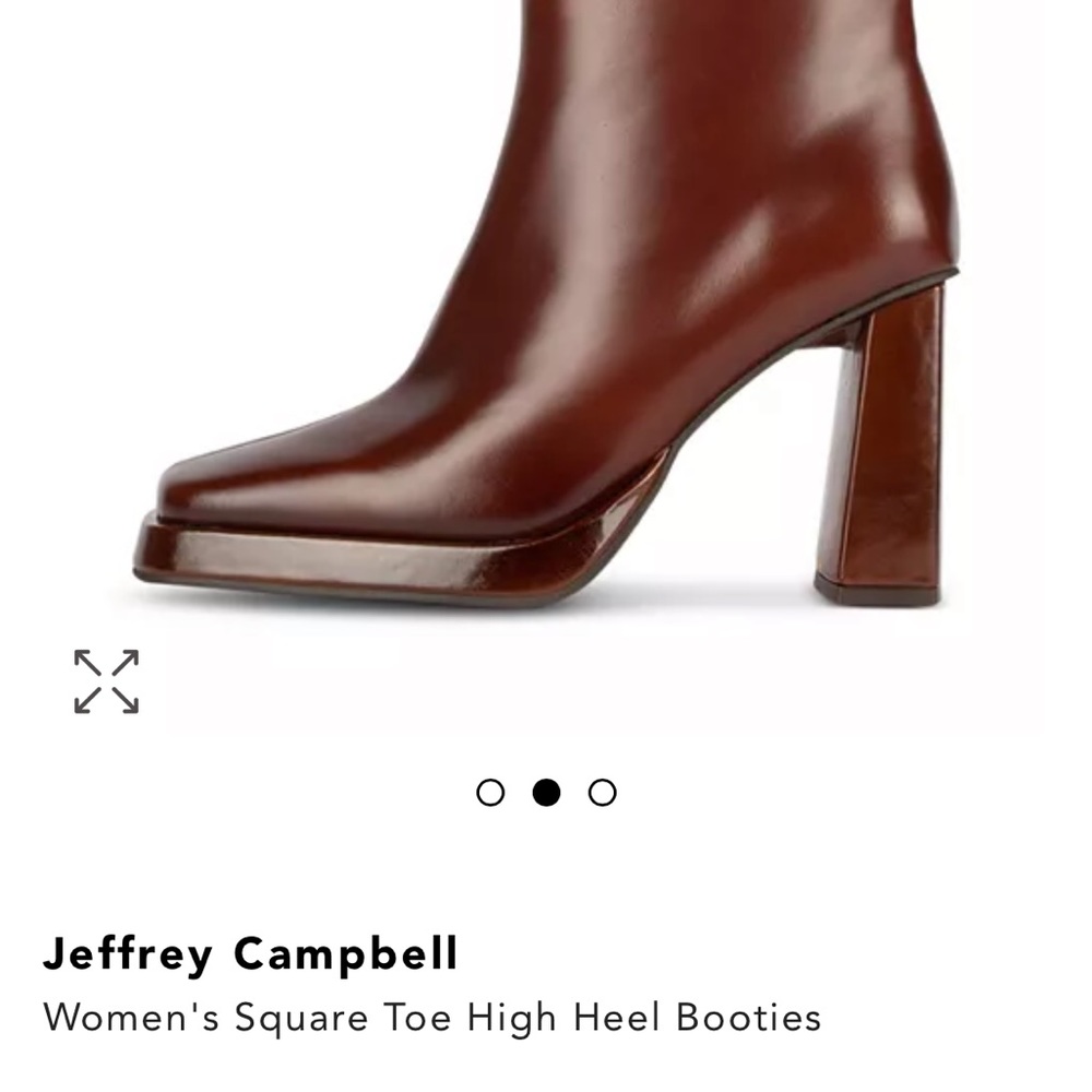Jeffrey Cambell brown square toe boots with flared heel
